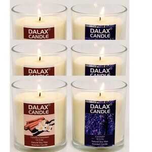 Six Set of Lavender and Vanilla Cinnamon Natural Soy Wax Jar Scented Candle